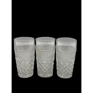Vintage Set Of 3 Anchor Hocking Wexford MCM Pressed Glass 11oz. Tea Glass 5 1/2"